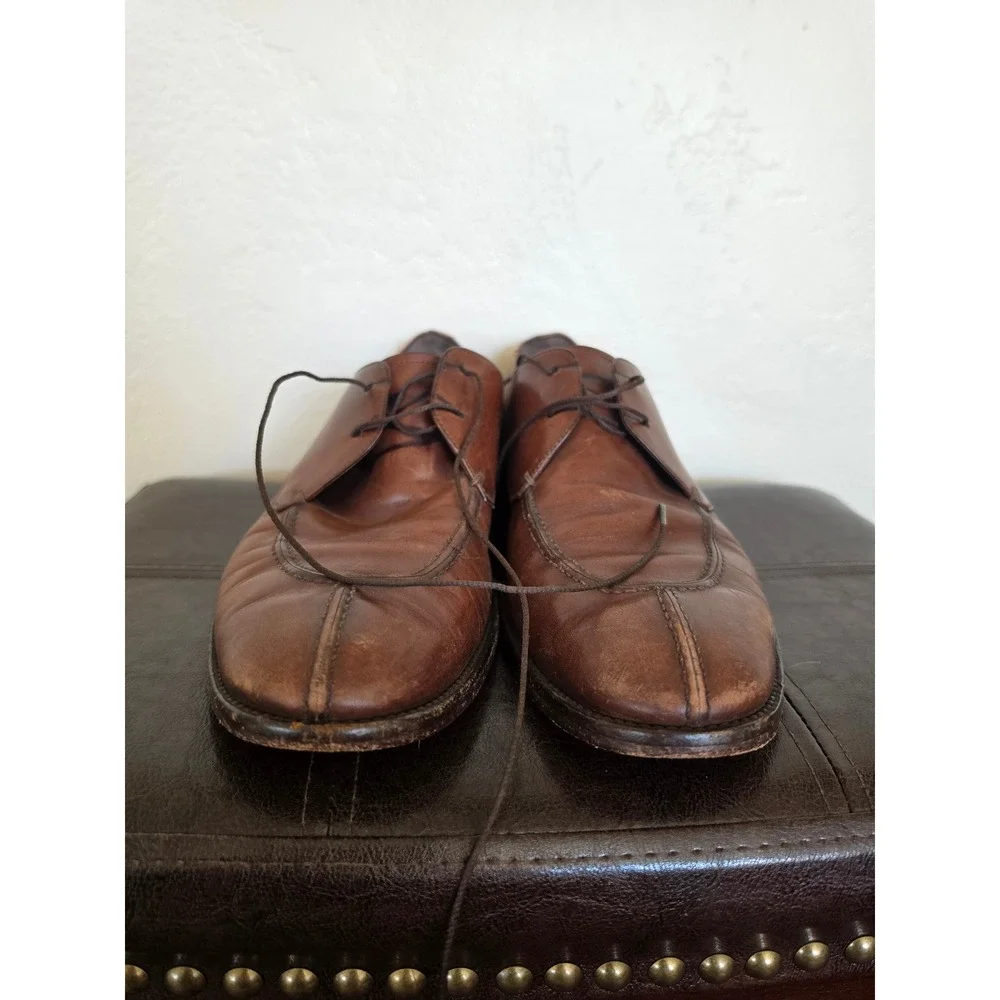 Salvatorre Ferragamo Brown Leather split/apron toe Lace Oxford Derby Shoes sz10D
